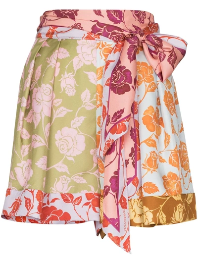 Zimmermann The Lovestruck Belted Floral-print Silk-twill Shorts In Multicolour