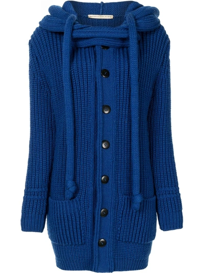 Pre-owned Balenciaga Hooded-knit Cardigan In Blue