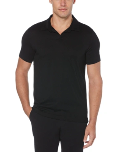 Perry Ellis Men's Big & Tall Stretch Open-collar Polo Shirt In Black