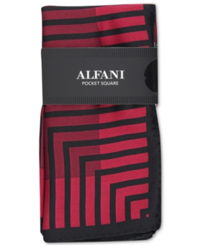 Alfani Men's Geometric Silk Pocket Square, Created For Macy's In Burgundy