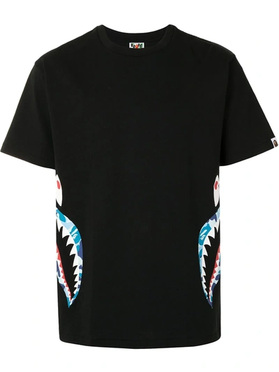 A Bathing Ape Camouflage Shark Print Cotton T-shirt In Schwarz