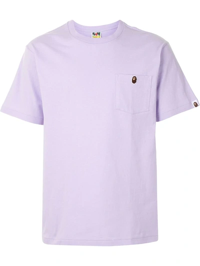 A Bathing Ape Embroidered Ape Face Cotton T-shirt In Purple