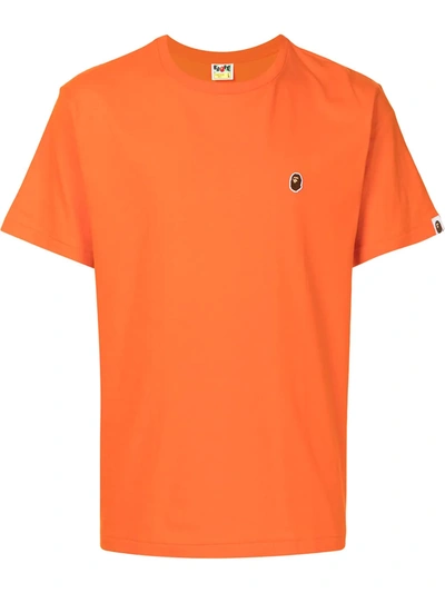 A Bathing Ape 猿猴脸孔刺绣t恤 In Orange