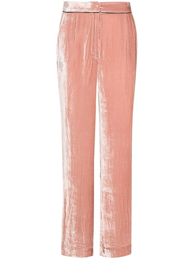 Sleeping With Jacques + Net Sustain Piped Velvet Pyjama Trousers In Dusty Rose