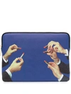 Seletti Lipstick Print Laptop Case In Blue