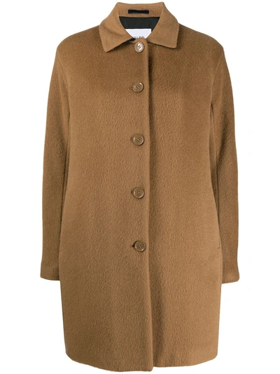 Paltò Brushed Single-breasted Coat In Brown