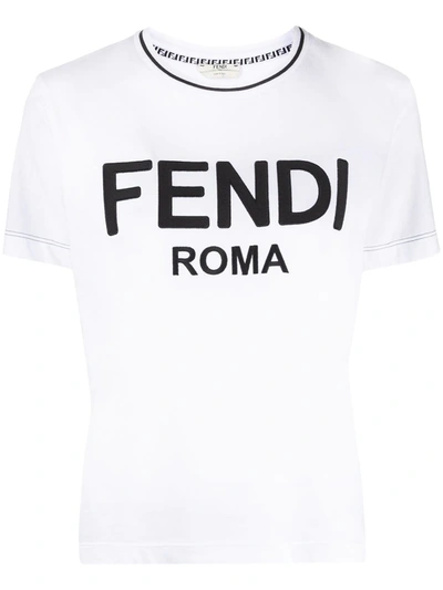 Fendi Logo Print T-shirt In White