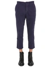 Ymc You Must Create Mid-rise Textured Cropped Trousers In Blue