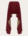 Valentino Draped Cropped Poncho In Red Wine/gold