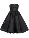 Prada Logo-detailed Nylon Gabardine Strapless Midi Dress In Black