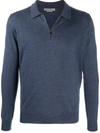 CORNELIANI FINE KNIT SWEATER WITH SHIRT ZIP FASTENING