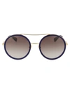 Gucci 56mm Round Sunglasses In Black In 005 Gold Gold Brown