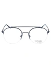Calvin Klein Satin Silver Metal Optical Glasses In 410 Satin Navy