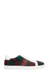 GUCCI ACE IN GG trainers IN GREEN COTTON,11637741