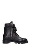 Christian Louboutin En Hiver Combat Boots In Black Leather In Black