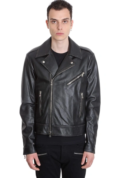 Balmain Leather Jacket In Black Leather