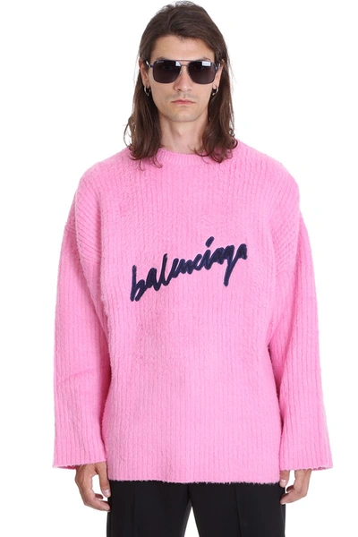 Balenciaga Knitwear In Rose-pink Wool