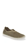 Ilse Jacobsen Tulip 139 Perforated Slip-on Sneaker In Army Fabric