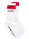 Alexander Mcqueen White & Red Logo Short Socks