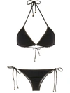 Amir Slama Metallic Detail Triangle Bikini Set In Black