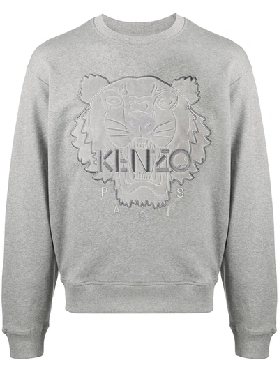 Kenzo Logo Detail Cotton Sweatshirt In Grey