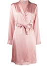 La Perla Silk Short Robe In G Pink Powder