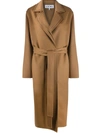 Loewe Tan Wool & Cashmere Double Layer Belted Coat In Brown