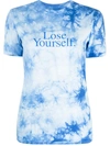 Rabanne + Peter Saville Knotted Printed Tie-dyed Cotton-jersey T-shirt In Blue
