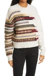 Rag & Bone Annalise Crewneck Wool Blend Sweater In Ivory Multi