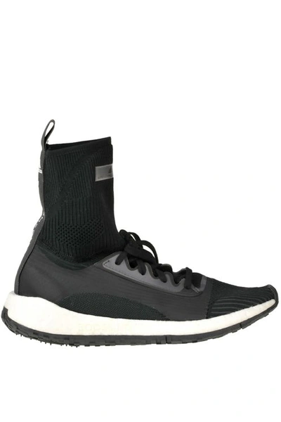 Adidas By Stella Mccartney Rubber-trimmed Stretch-knit Sneakers In Black