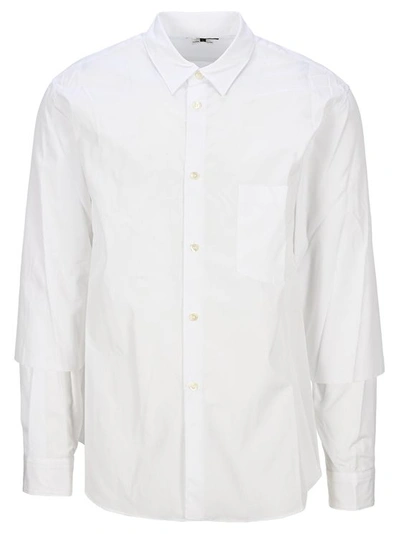 Comme Des Garçons Cotton Shirt W/ Layered Sleeves In White