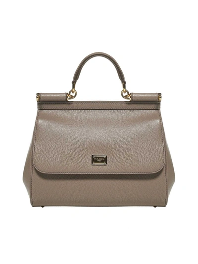 Dolce & Gabbana Sicily Medium Shoulder Bag In Beige