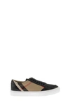 BURBERRY BURBERRY HOUSE CHECK AND LEATHER SNEAKERS