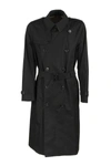 Burberry Kensington Heritage Long Trench Coat In Black