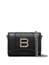 BALENCIAGA HOURGLASS LEATHER WALLET ON CHAIN
