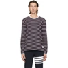 THOM BROWNE NAVY & RED RINGER LONG SLEEVE T-SHIRT