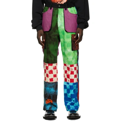 Agr Ssense Exclusive Multicolor Tie-dye Logo Cargo Pants In Org Pockets