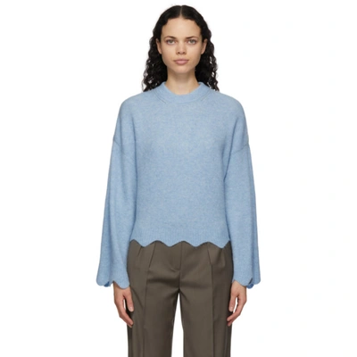 3.1 Phillip Lim / フィリップ リム Pointelle-trimmed Wool And Cashmere-blend Jumper In Blue-lt