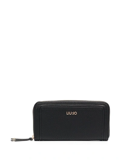 Liu •jo Logo-print Zip-up Wallet In Black