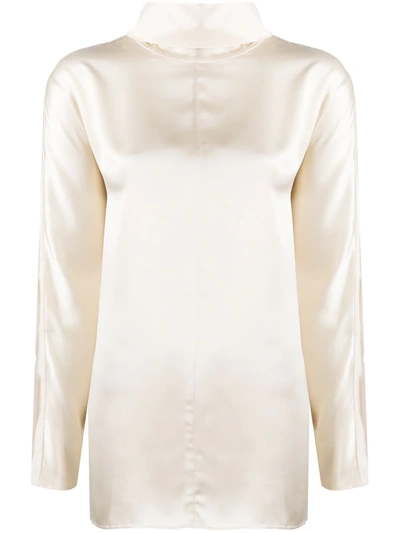 Co High-neck Silk-charmeuse Blouse In White