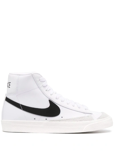 Nike Blazer Mid Suede-trimmed Leather High-top Sneakers In White