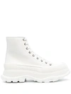 Alexander Mcqueen 45mm Tread Slick Canvas Combat Boots In White