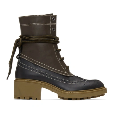 Chloé Franne Leather Lace-up Boots In Brown