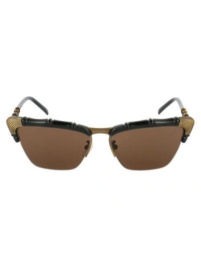 Gucci Bamboo Effect Cat Eye Sunglasses In Black