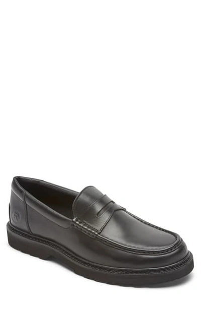 Rockport Peirson Penny Loafer In Black Brush Off Leather