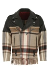 ETRO ETRO CONTRAST FRINGED CHECK PANEL BIKER JACKET