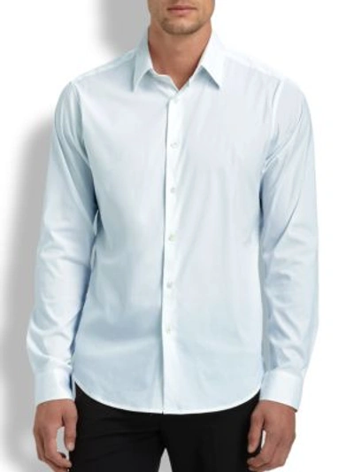 Theory Sylvain Wealth Poplin Long-sleeve Shirt In Blue