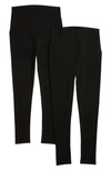 Angel Maternity 2-pack Belly Support Maternity 7/8 Leggings In Black