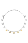 Ippolita Classico Hammered Paillette Disc Necklace In Chimera Two-tone In Yellow Gold/ Silver
