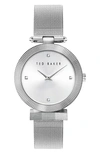 Ted Baker Bow Mesh Strap Watch, 36mm In Silver